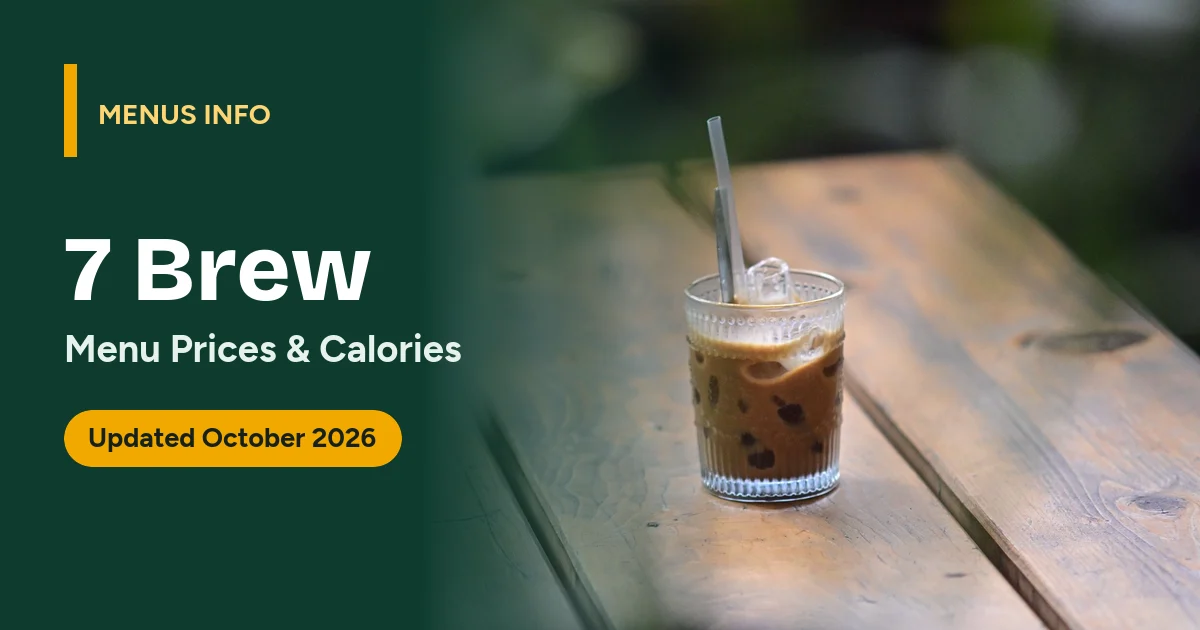 7 Brew menu with prices and calories