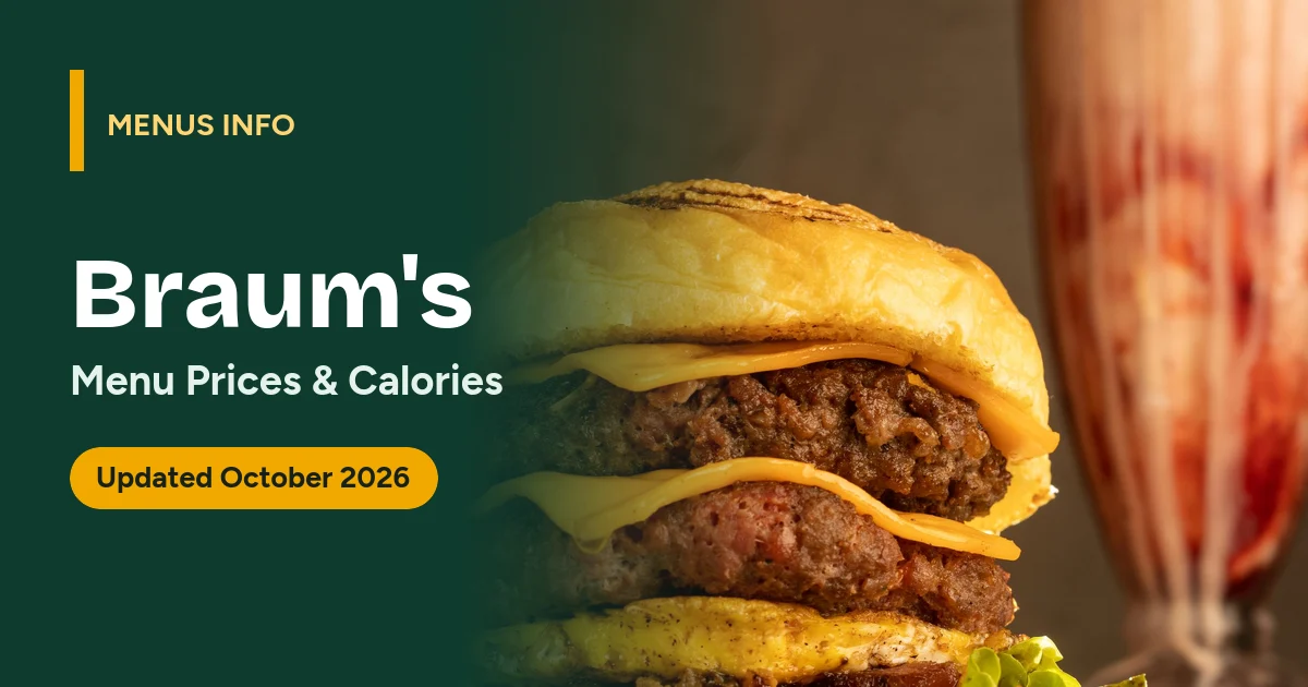 Braum's menu with prices and calories