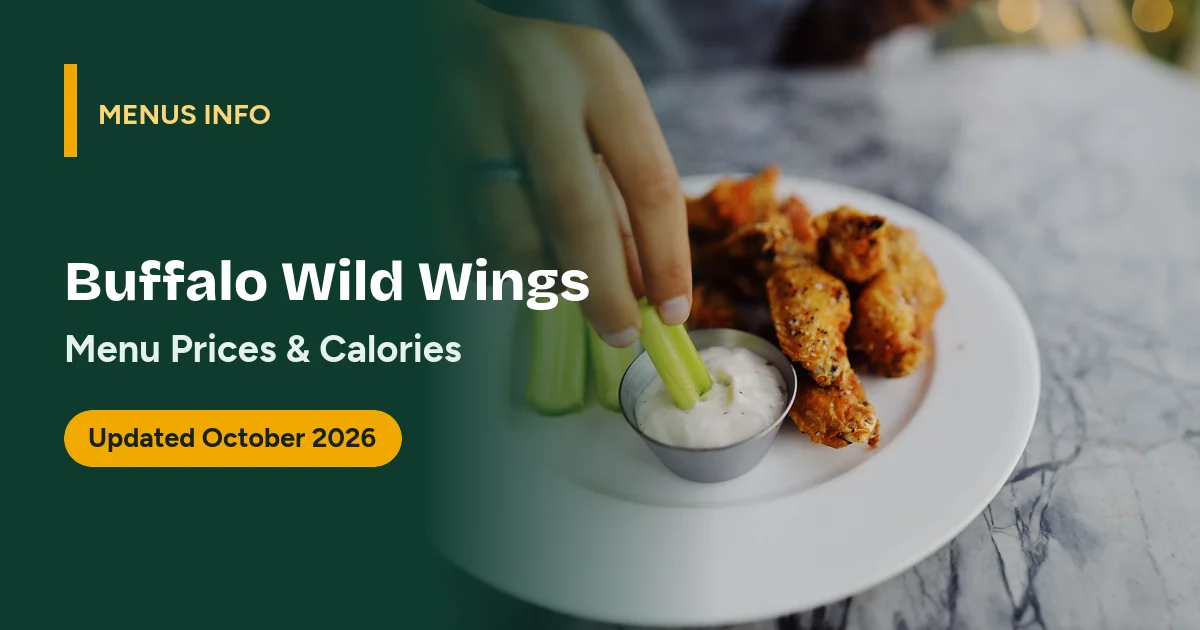 Buffalo Wild Wings menu with prices and calories