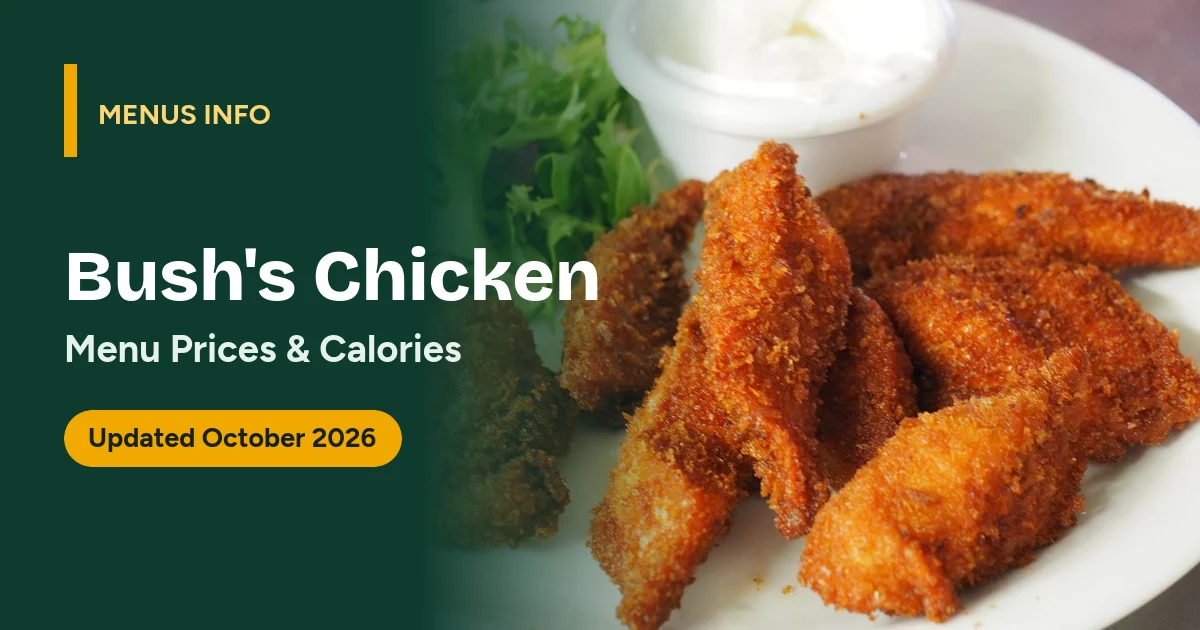 Bush's Chicken menu with prices and calories