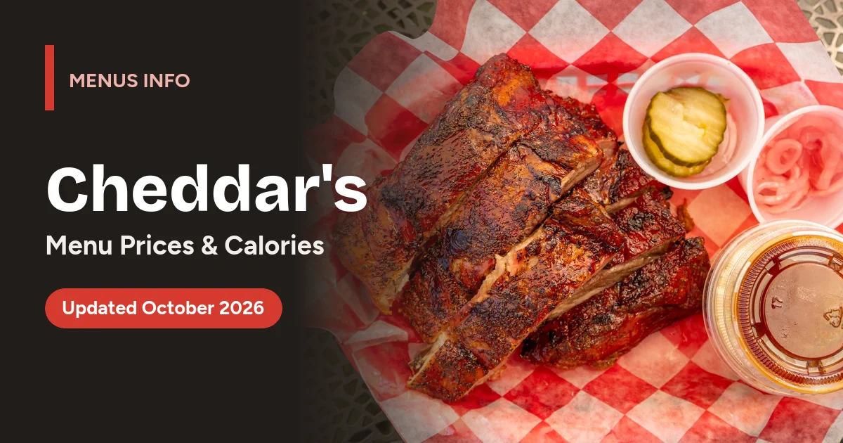 Cheddar's menu with prices and calories