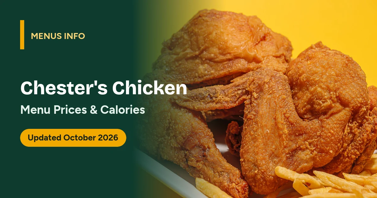 Chester's Chicken menu with prices and calories