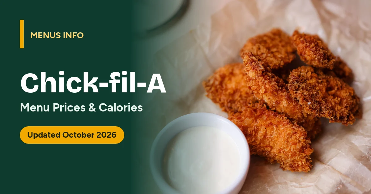 Chick-fil-A menu with prices and calories