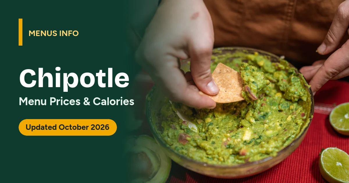 Chipotle menu with prices and calories