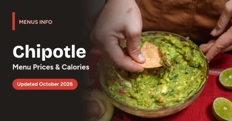 Chipotle menu with prices and calories