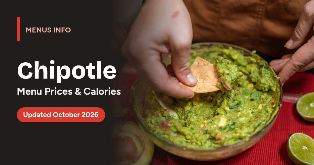 Chipotle menu with prices and calories