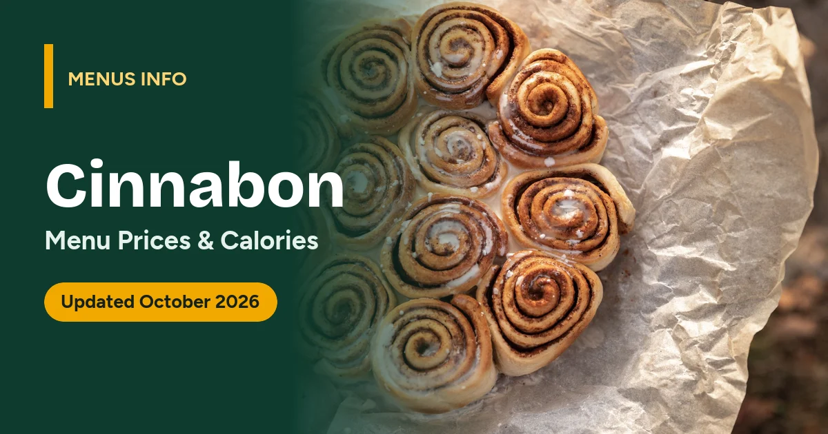Cinnabon menu with prices and calories