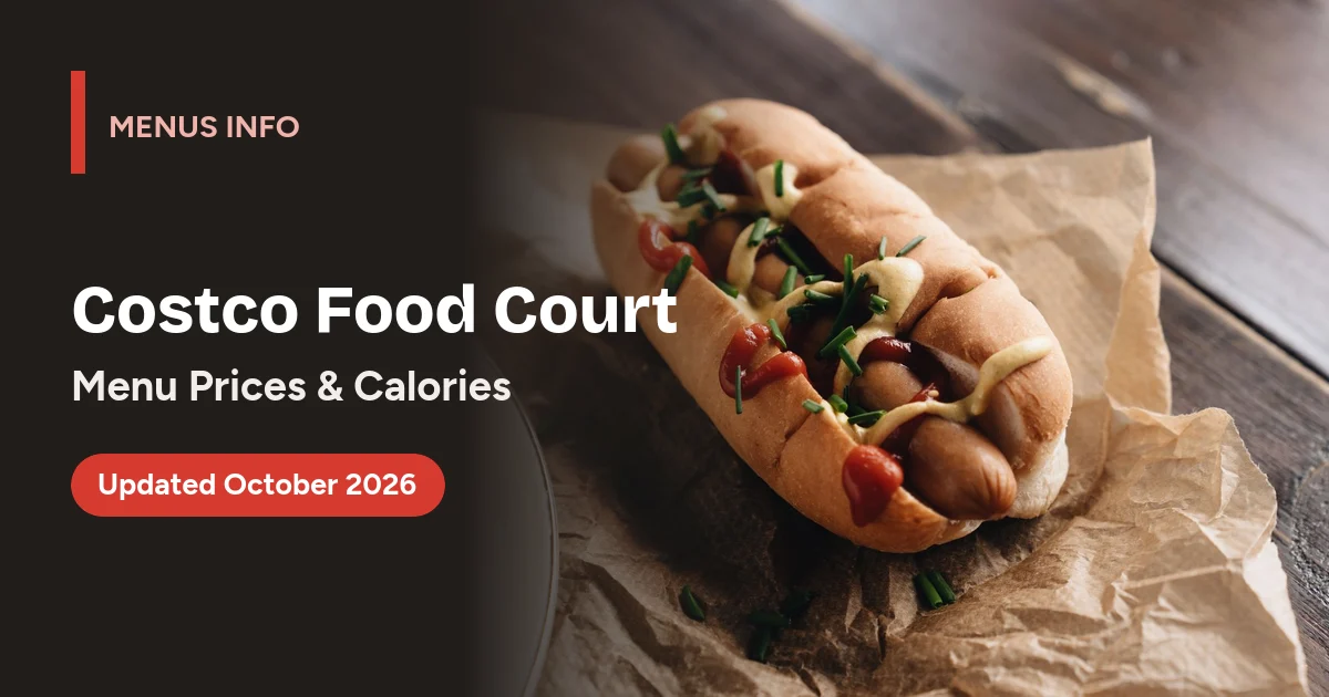 Costco Food Court menu with prices and calories