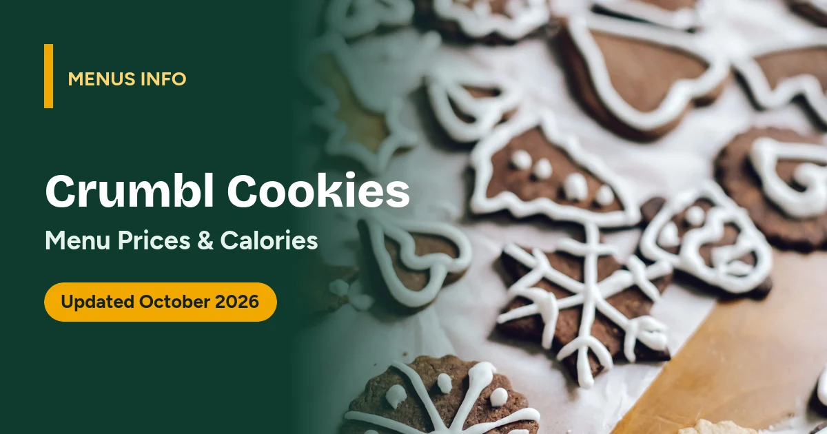 Crumbl Cookies menu with prices and calories
