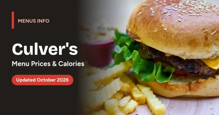 Culver's menu with prices and calories