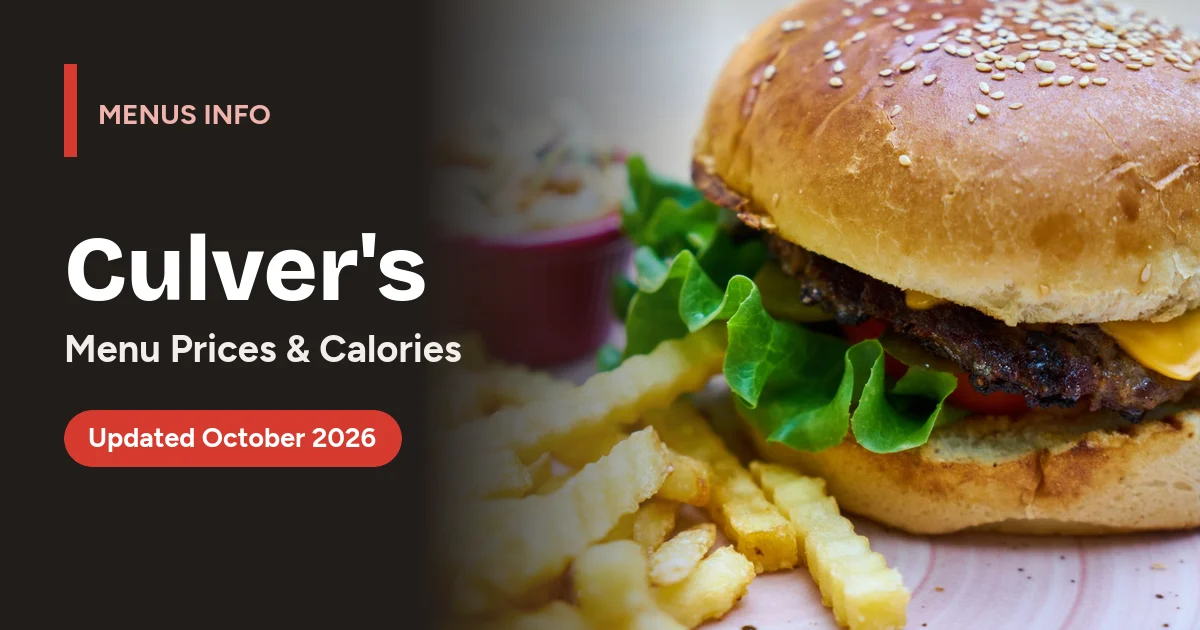 Culver's menu with prices and calories