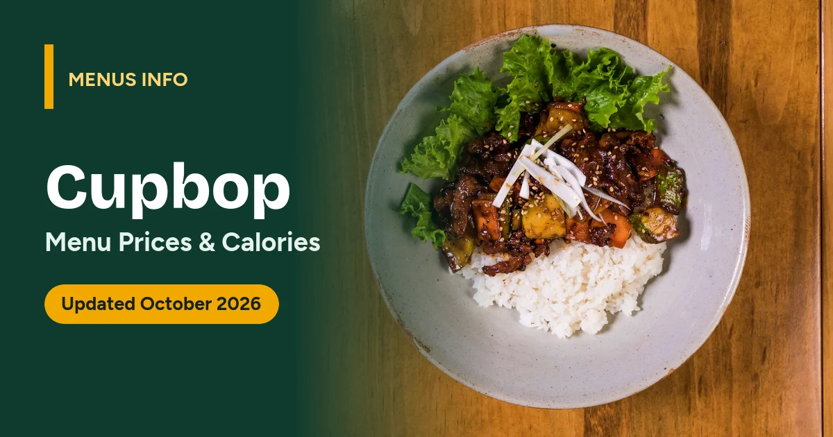 Cupbop menu with prices and calories