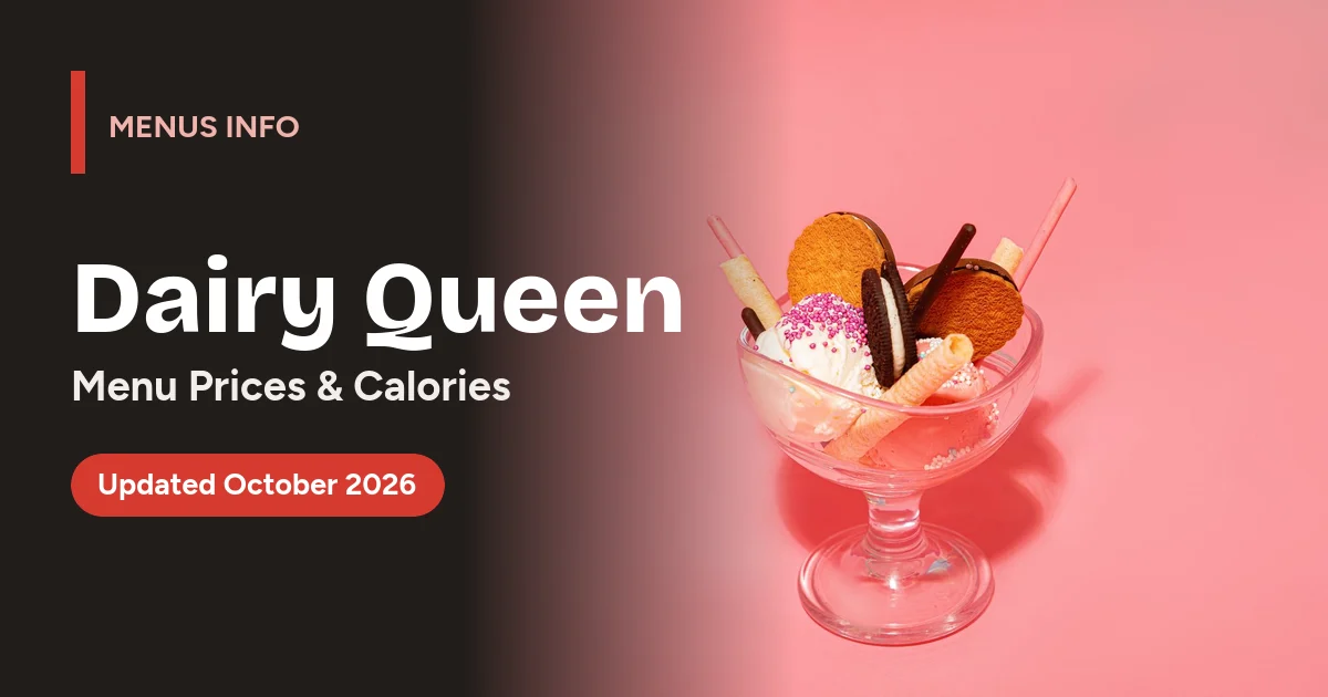 Dairy Queen menu with prices and calories