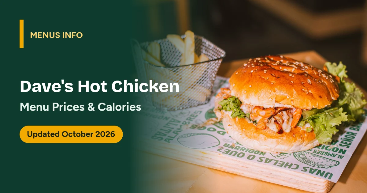 Dave's Hot Chicken menu with prices and calories