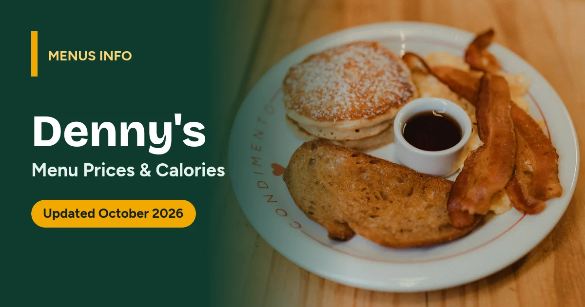 Denny's menu with prices and calories