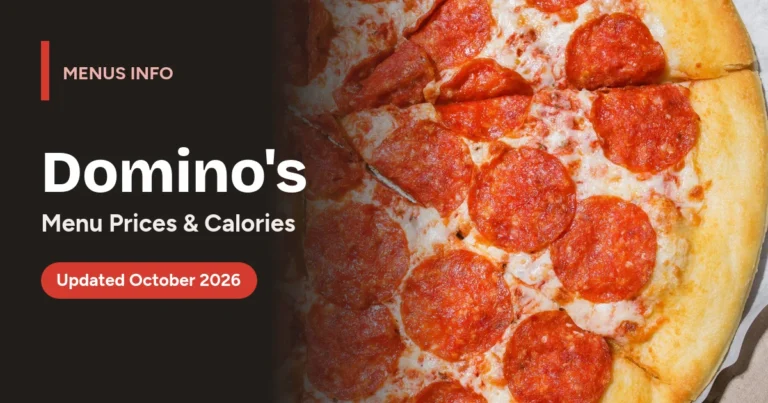 Domino's menu with prices and calories