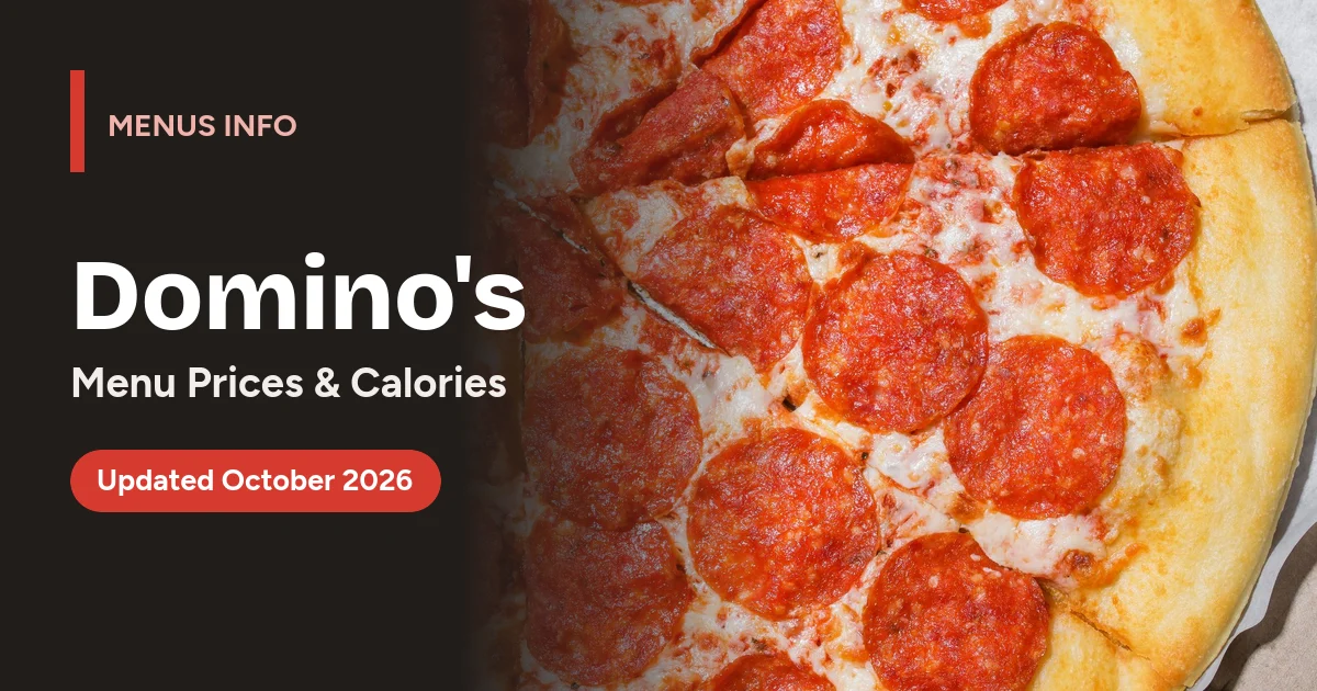 Domino's menu with prices and calories