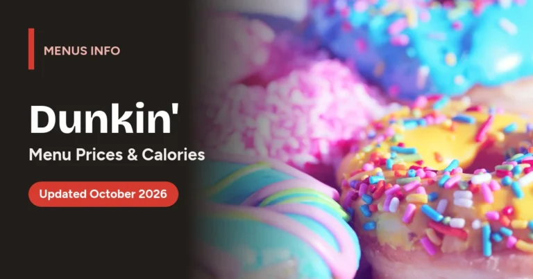 Dunkin' menu with prices and calories