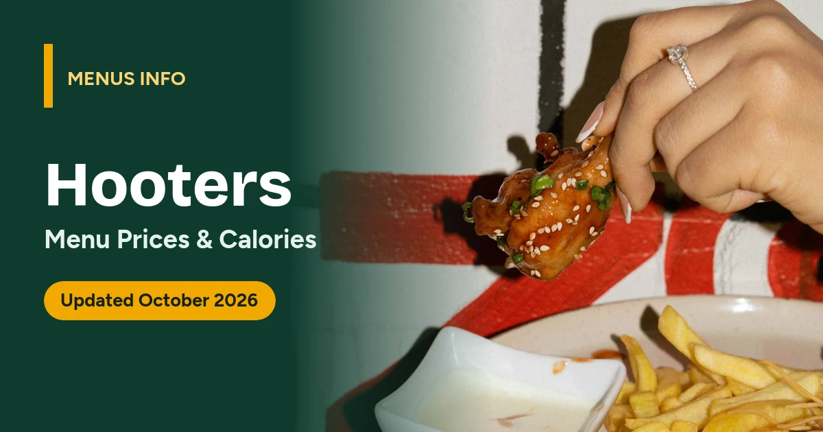 Hooters menu with prices and calories