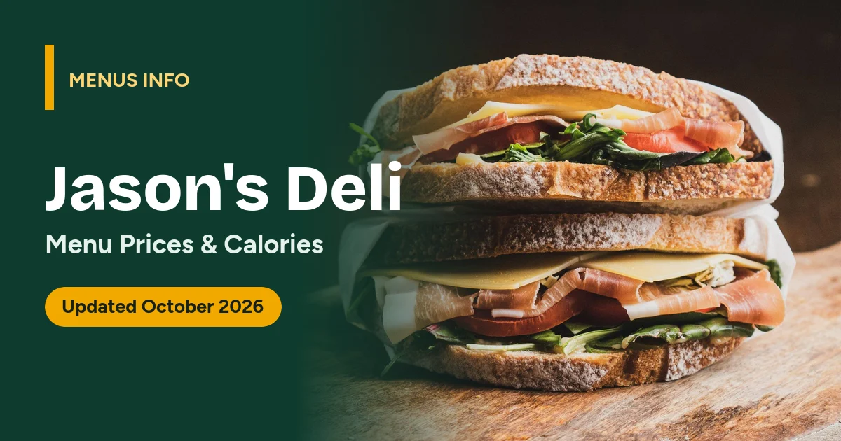 Jason's Deli menu with prices and calories