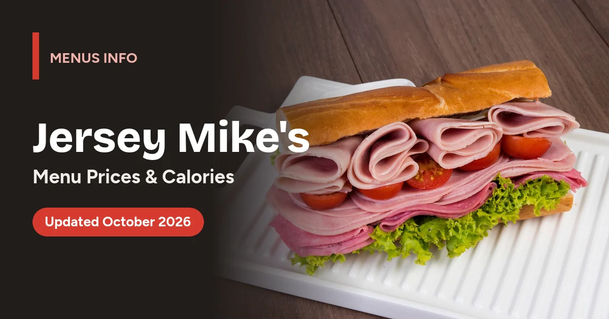 Jersey Mike's menu with prices and calories