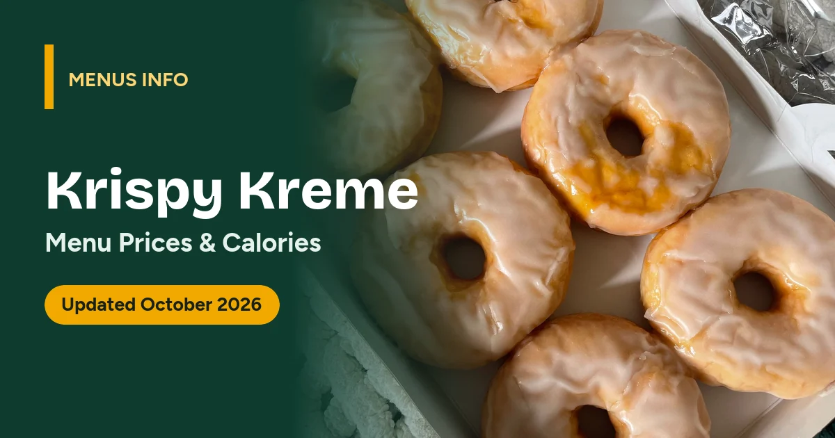 Krispy Kreme menu with prices and calories