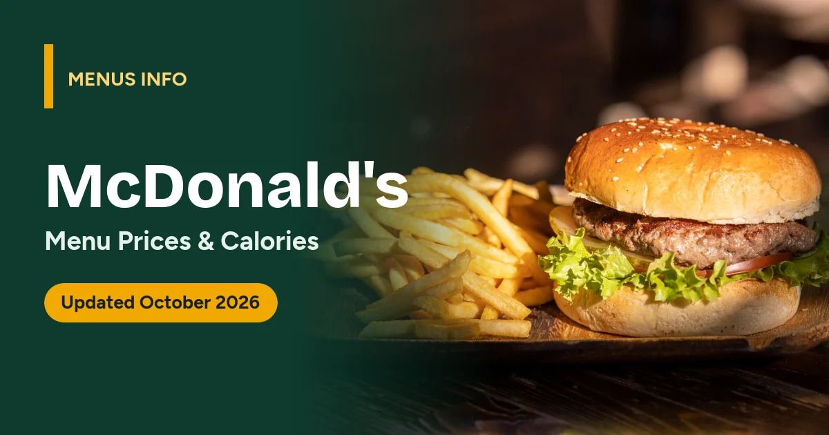 McDonald's menu with prices and calories