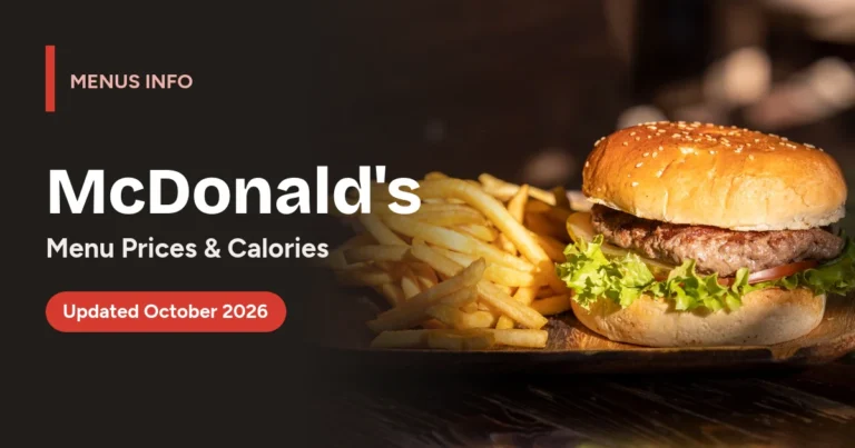 McDonald's menu with prices and calories