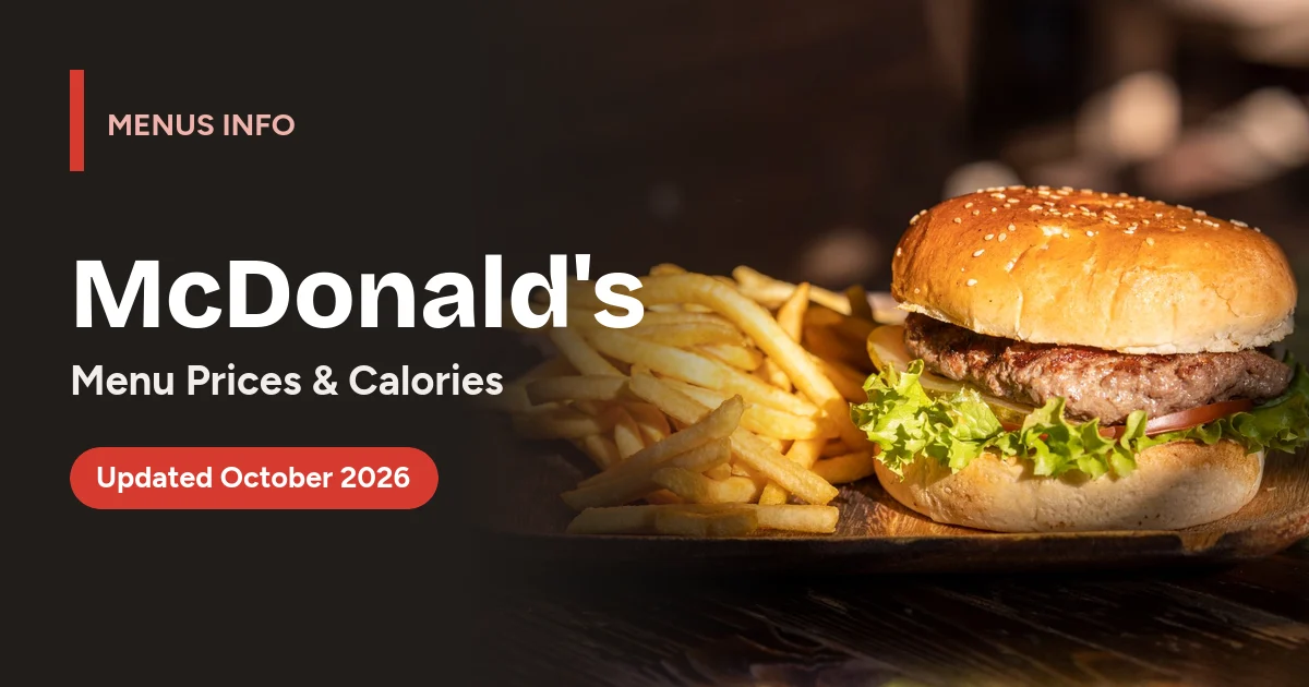 McDonald's menu with prices and calories