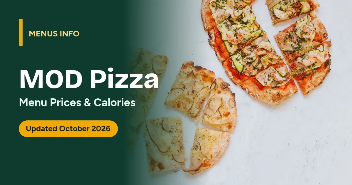 MOD Pizza menu with prices and calories