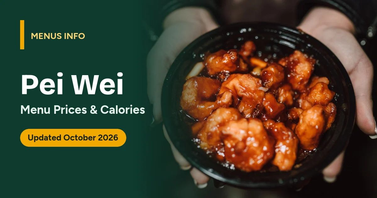 Pei Wei menu with prices and calories