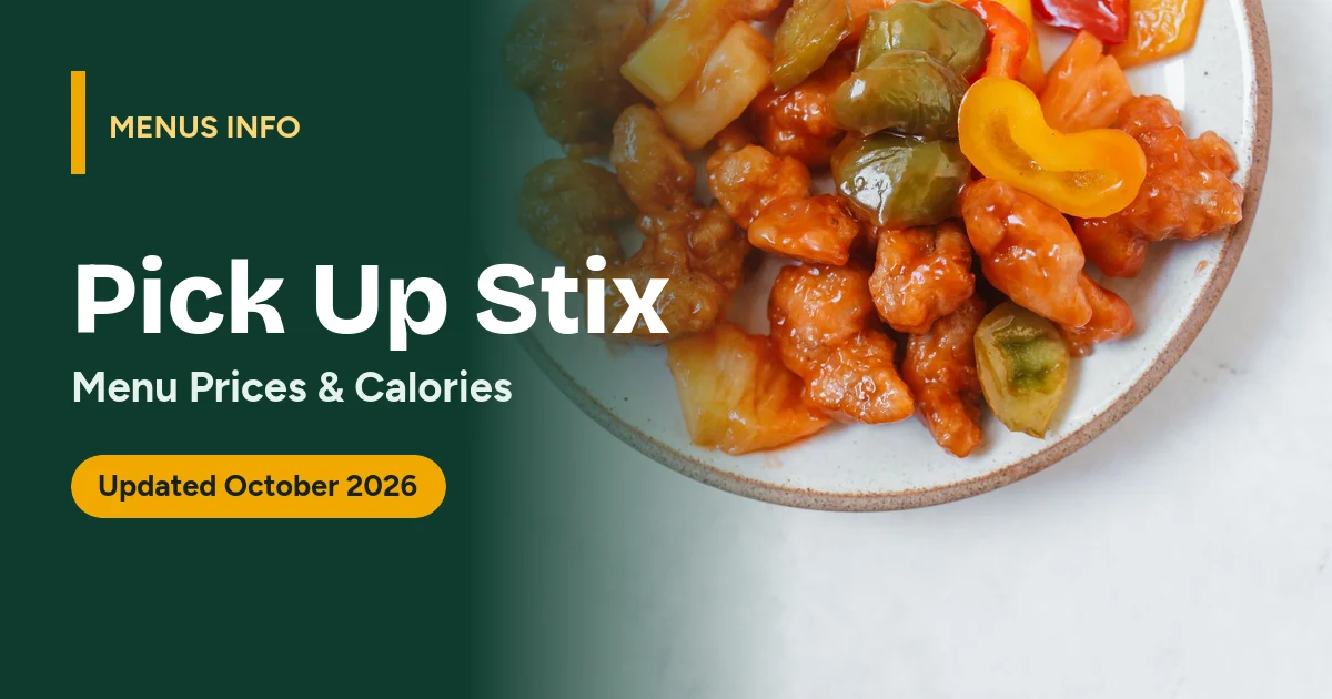Pick Up Stix menu with prices and calories