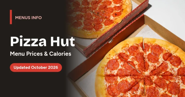 Pizza Hut menu with prices and calories