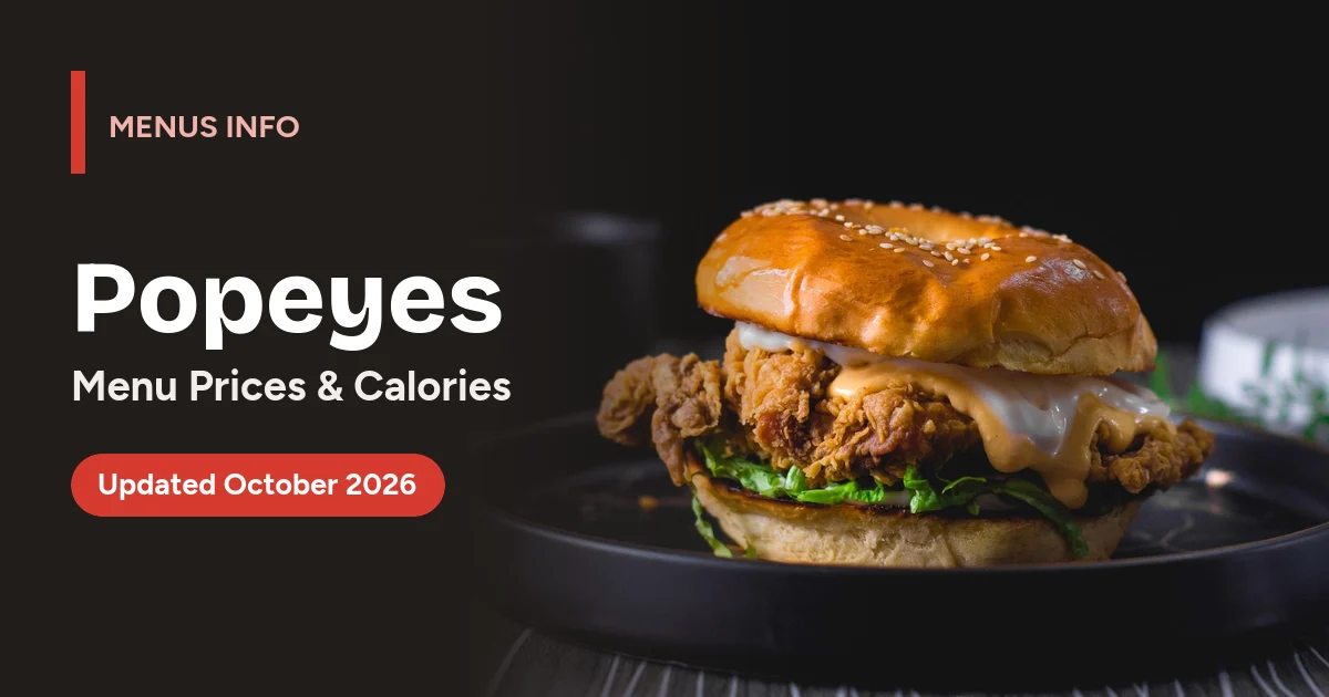 Popeyes menu with prices and calories
