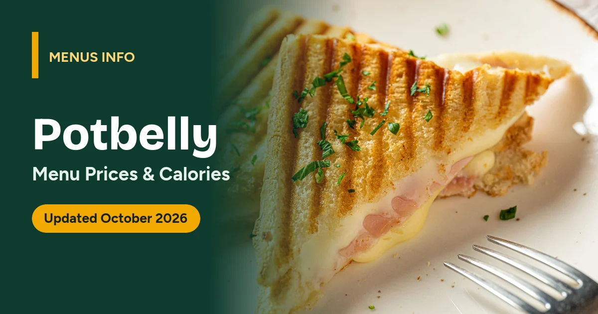 Potbelly menu with prices and calories