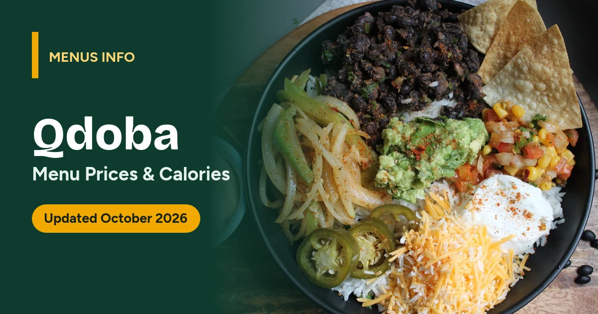 Qdoba menu with prices and calories