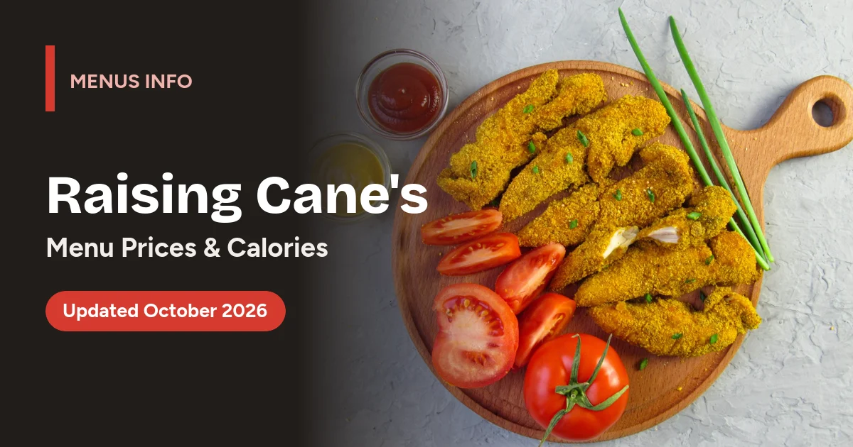 Raising Cane's menu with prices and calories