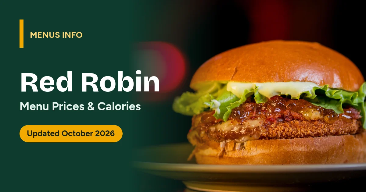 Red Robin menu with prices and calories