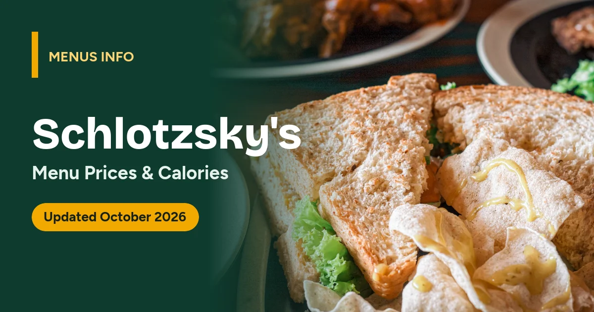 Schlotzsky's menu with prices and calories