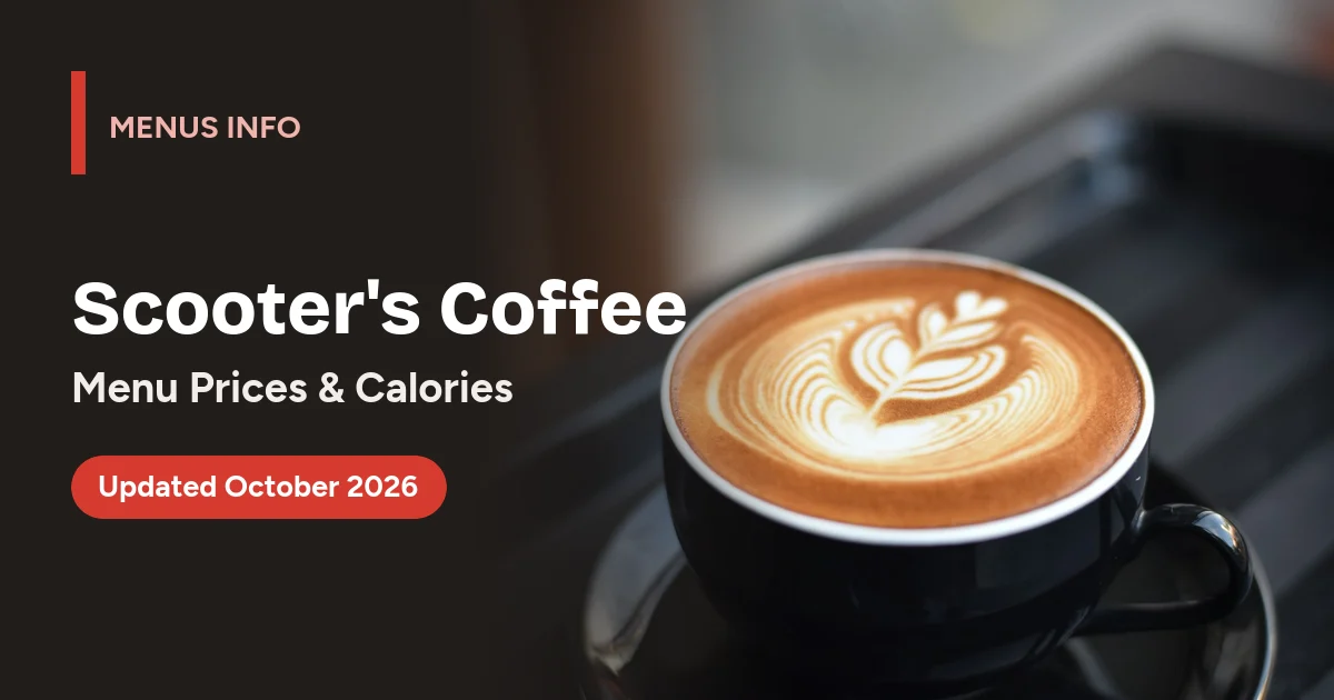 Scooter's Coffee menu with prices and calories