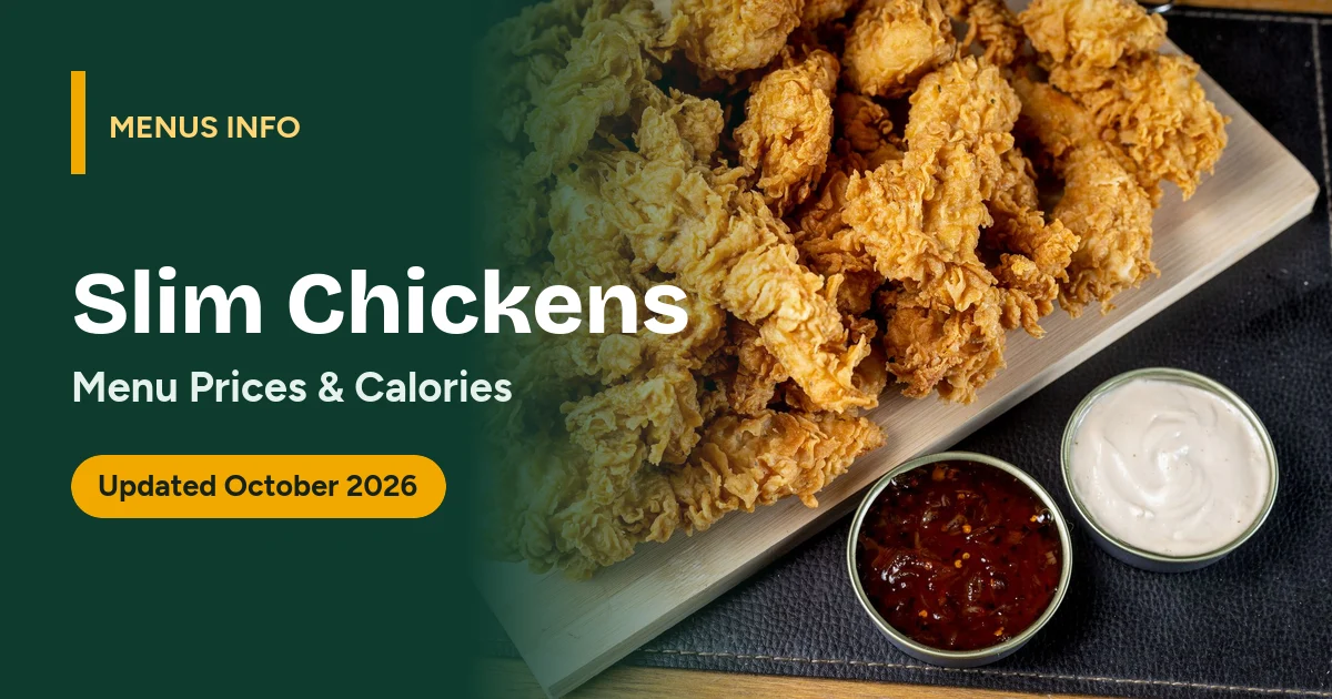 Slim Chickens menu with prices and calories