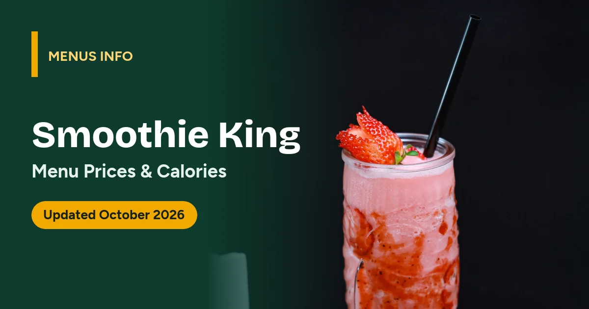 Smoothie King menu with prices and calories