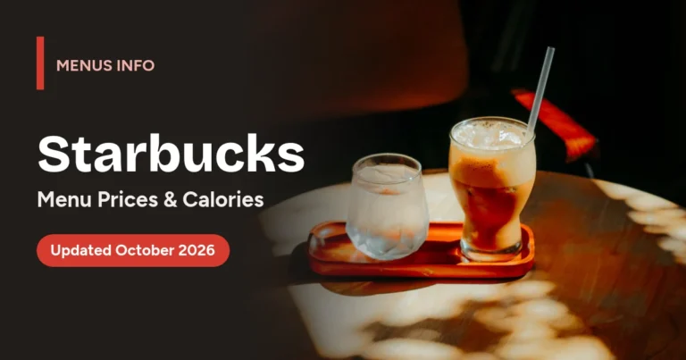 Starbucks menu with prices and calories