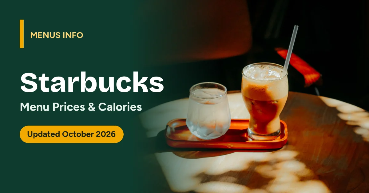 Starbucks menu with prices and calories