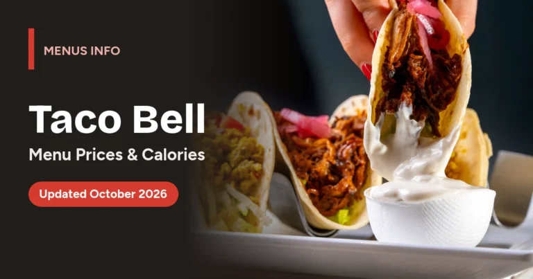 Taco Bell menu with prices and calories