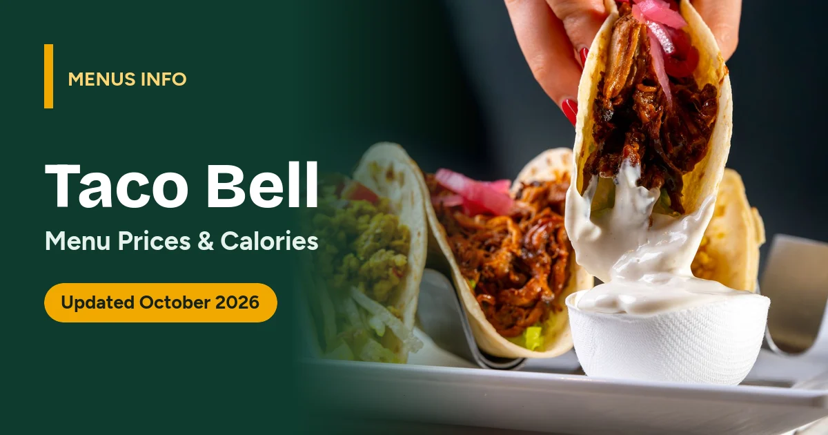 Taco Bell menu with prices and calories