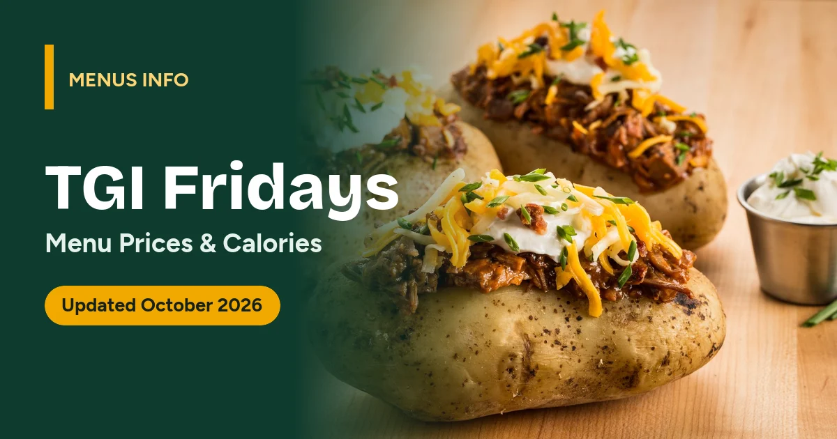 TGI Fridays menu with prices and calories