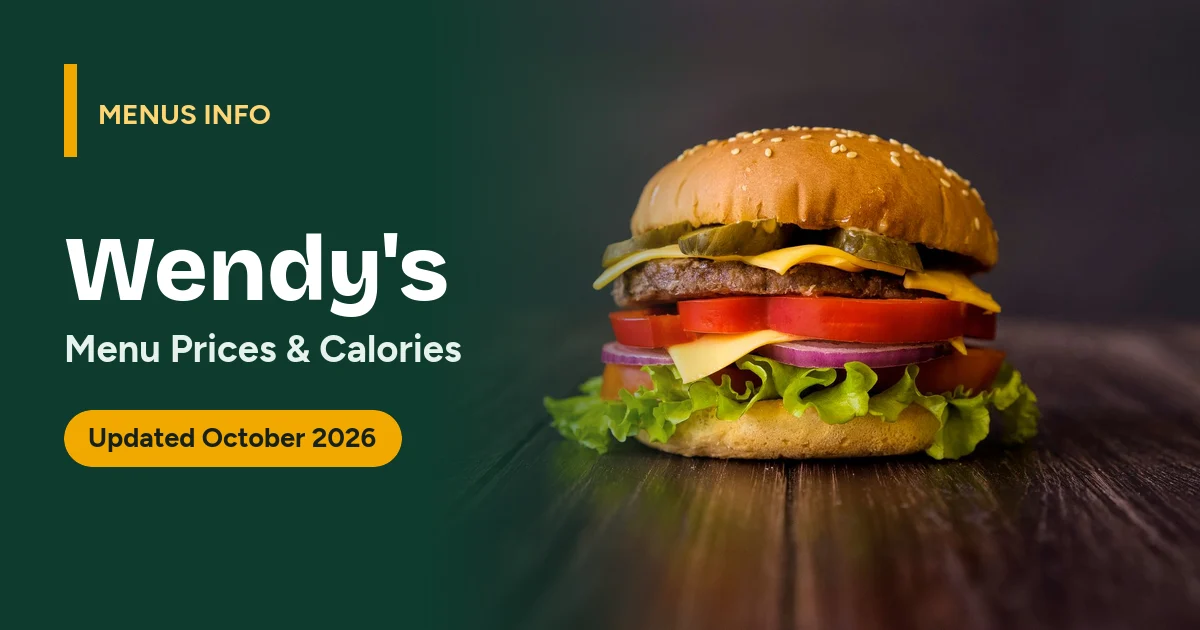 Wendy's menu with prices and calories