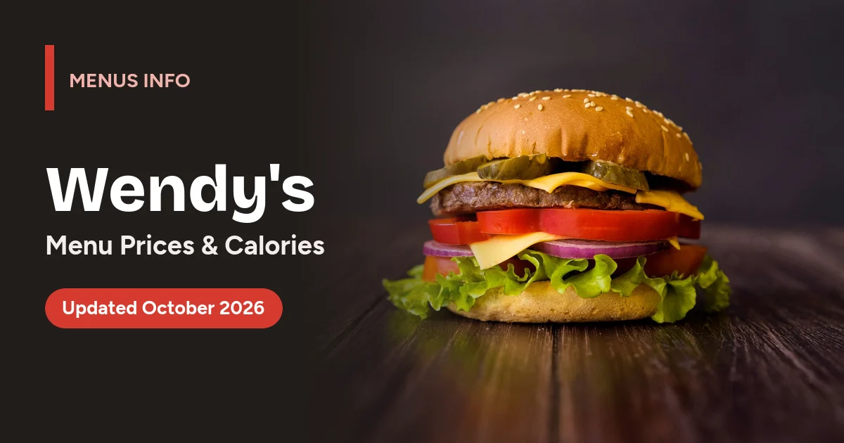 Wendy's menu with prices and calories