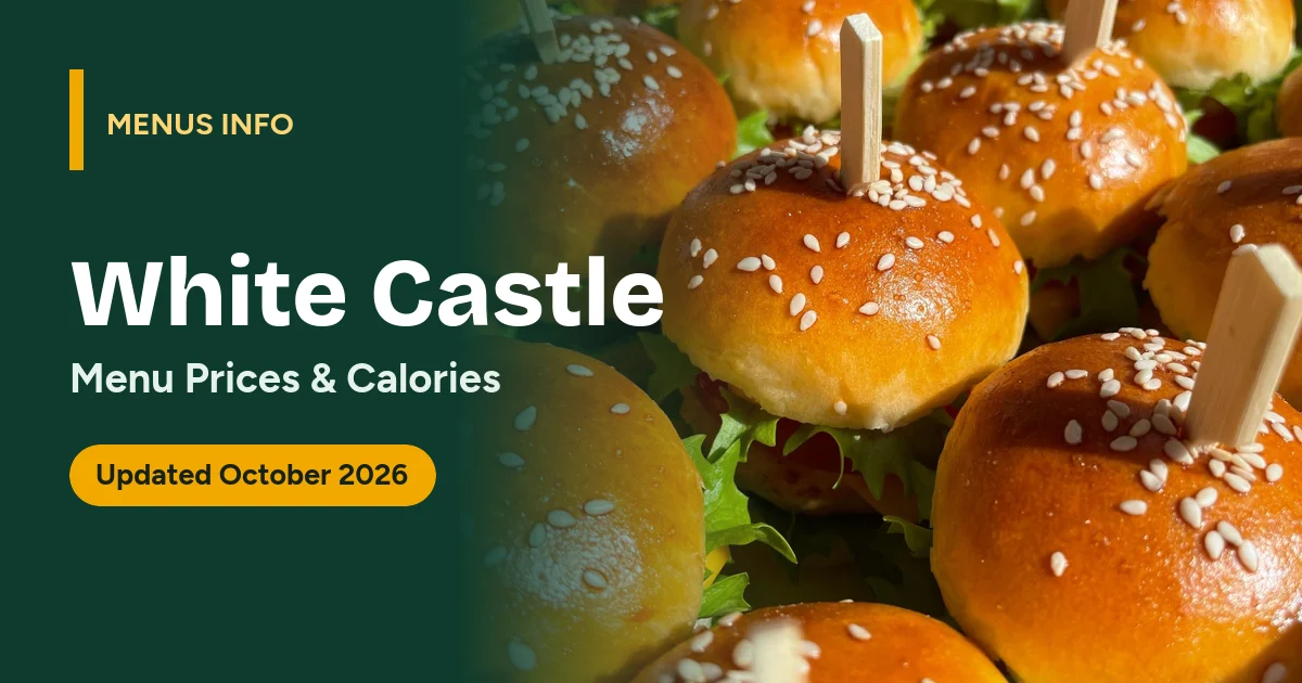 White Castle menu with prices and calories